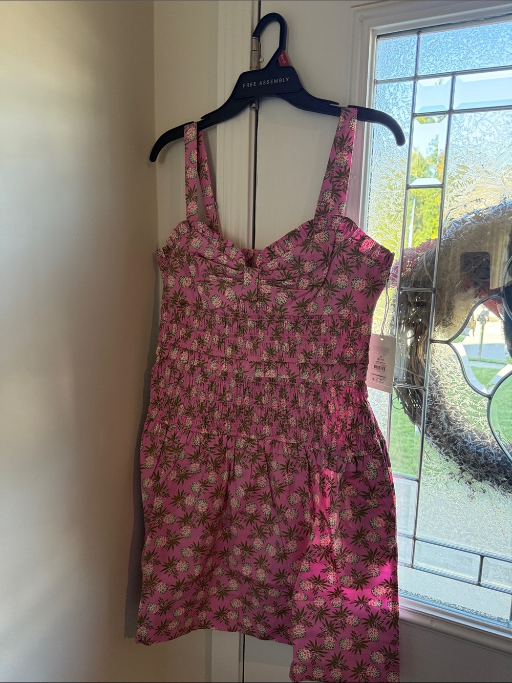 Pink Pineapple Sundress with Smocked Waist